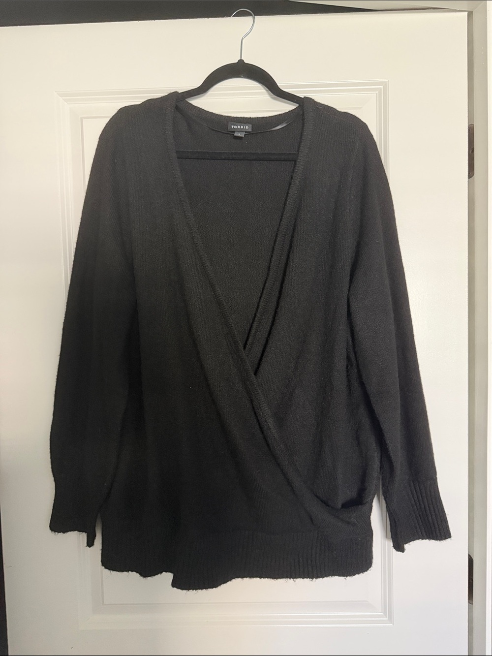 torrid Black Wrap-Front Knit Sweater